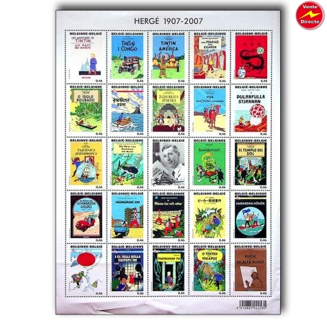 Hergé Tintin timbres 25 aventures non oblitérés 2007