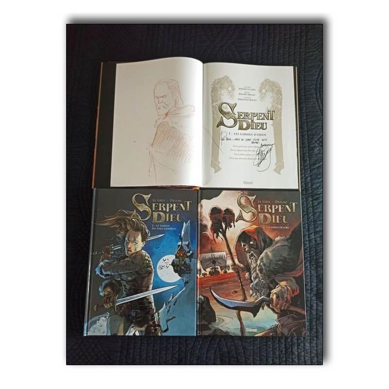 Serpent Dieu T1 à T3 + dédicace - 3x C + jaquette - EO - (2019)