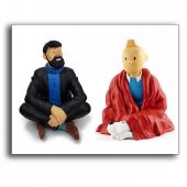 Tintin & Haddock assis en tailleur