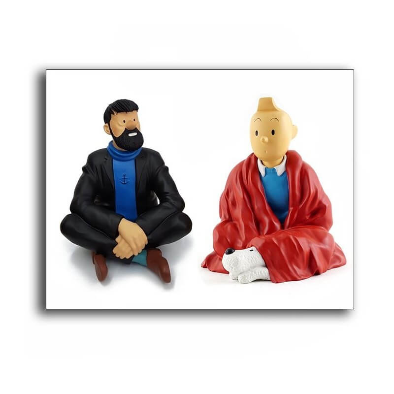 Tintin & Haddock assis en tailleur