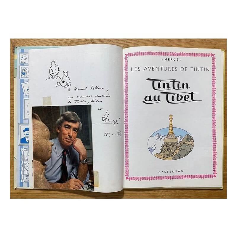 Tintin T20 - Tintin au Tibet (B42) - C + Avec dédicace de Hergé + photo - Réédition - (1975) Tintin T20 - Tintin au Tibet (B42) - C + Avec dédicace de Hergé + photo - Réédition - (1975)
