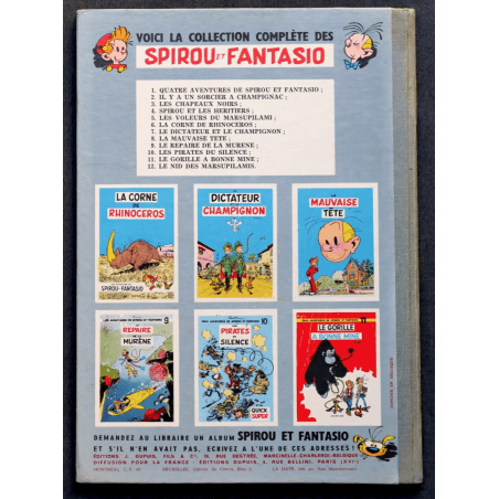 Spirou et Fantasio T.12 - Le Nid des Marsupilamis - C - EO - (1960)  Très bel exemplaireLes plats sont très beaux, très peu fro