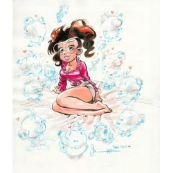 Originalfarben Petit Spirou / Dan (Dan Verlinden, 1972-) China Tinte, Aquarell und Farbstifte für diesen Illustrator
