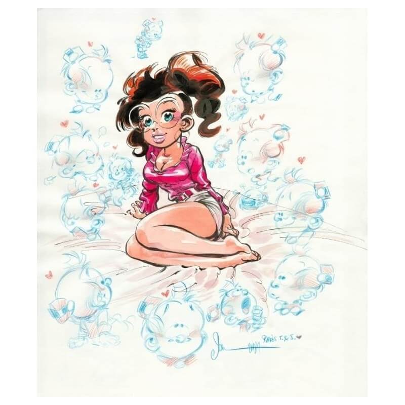 Original Couleurs Petit Spirou / Dan (Dan Verlinden, 1972-) Encre de Chine, aquarelle et crayons de couleur pour cette illustr Original Couleurs Petit Spirou / Dan (Dan Verlinden, 1972-) Encre de Chine, aquarelle et crayons de couleur pour cette illustr