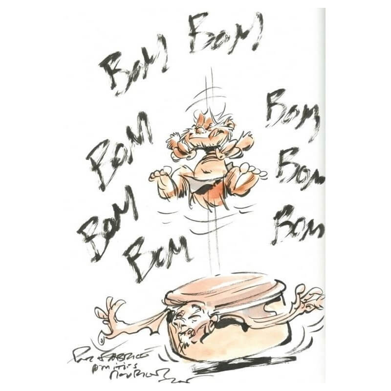 Mourier. Dessin original dédicacé Trolls de Troy  Mourier. Dessin original dédicacé réalisé à l’encre de Chine et aquarelle sur