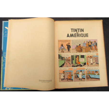 Tintin T.03 / Hergé / Tintin en Amérique (B1) / C / EO couleur / 1 Album - Première édition belge - 1945