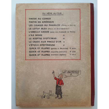 Tintin T.06 / Hergé / L'oreille cassée (A18, grande image) - C - N&B - Réédition (1942)