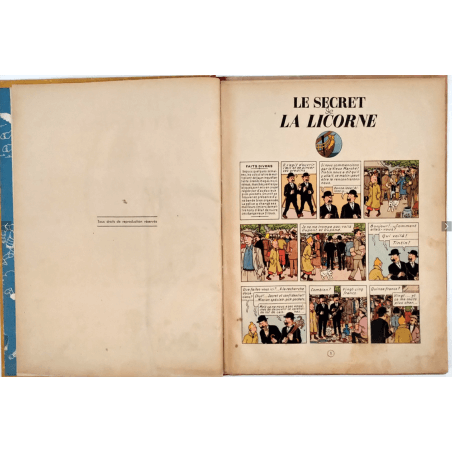 Tintin T.11 / Hergé / Le Secret de la Licorne (A20) / C / EO / (1943)