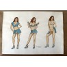 PLATEAU / STRIP TEASE Très jolie et amusante illustration en deux pages à l'aquarelle et encre / 2002