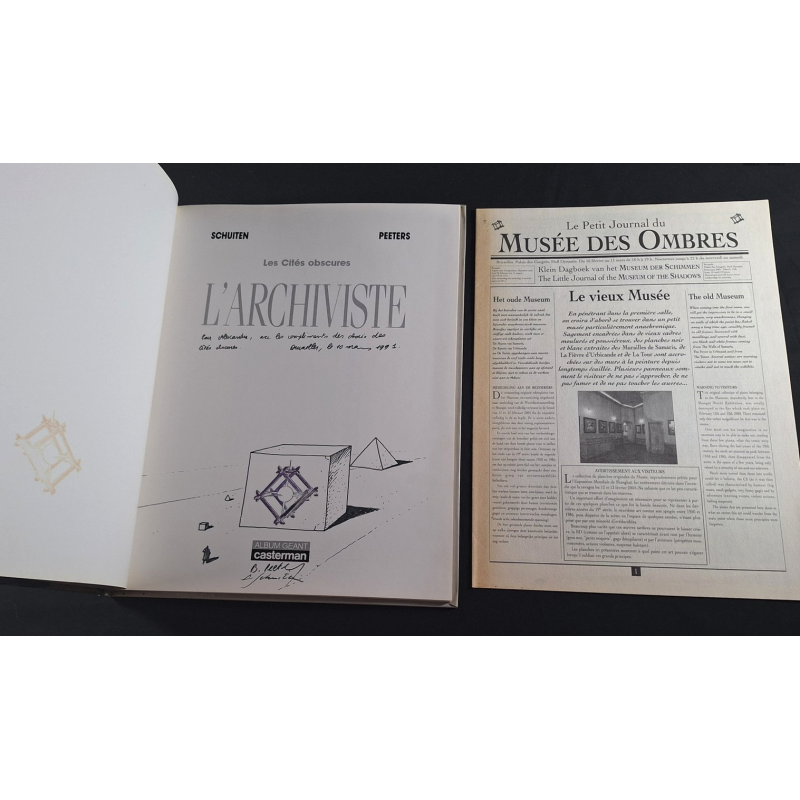 Les Cités obscures L'Archiviste + journal / Dédicace Schuiten / C / 1987 Les Cités obscures L'Archiviste + journal / Dédicace Schuiten / C / 1987
