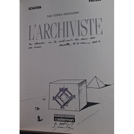 Les Cités obscures L'Archiviste + journal / Dédicace Schuiten / C / 1987