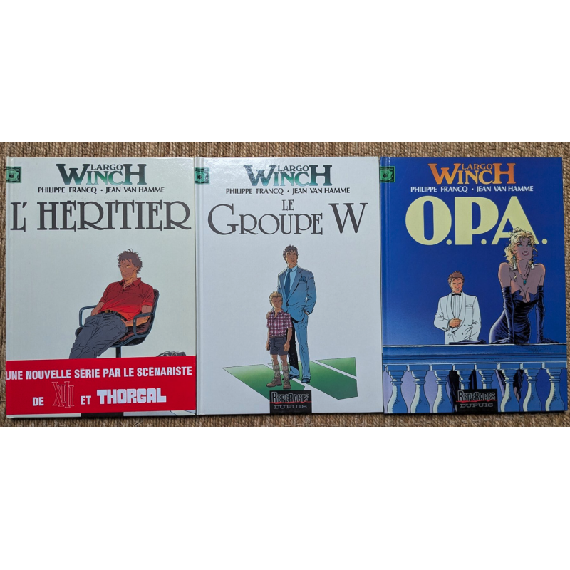 Largo Winch T.01 à T.03 + poster - 3x C + bandeau / 3 Albums / EO / 1990/1992