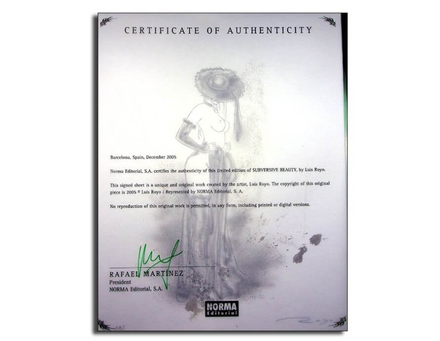 Luis Royo - édition limitée Subversive Beauty HC + dessin original avec certificat d’authenticité