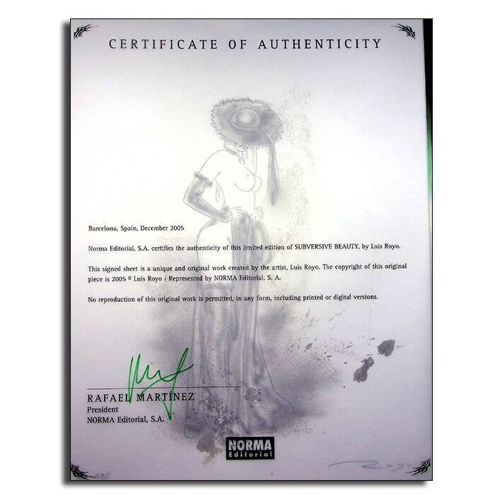 Luis Royo - édition limitée Subversive Beauty HC + dessin original avec certificat d’authenticité