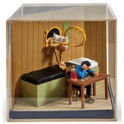 Tintin / Hergé /Coffret en plexiglas/diorama illustrant la scène de la rencontre entre Tintin et Haddock